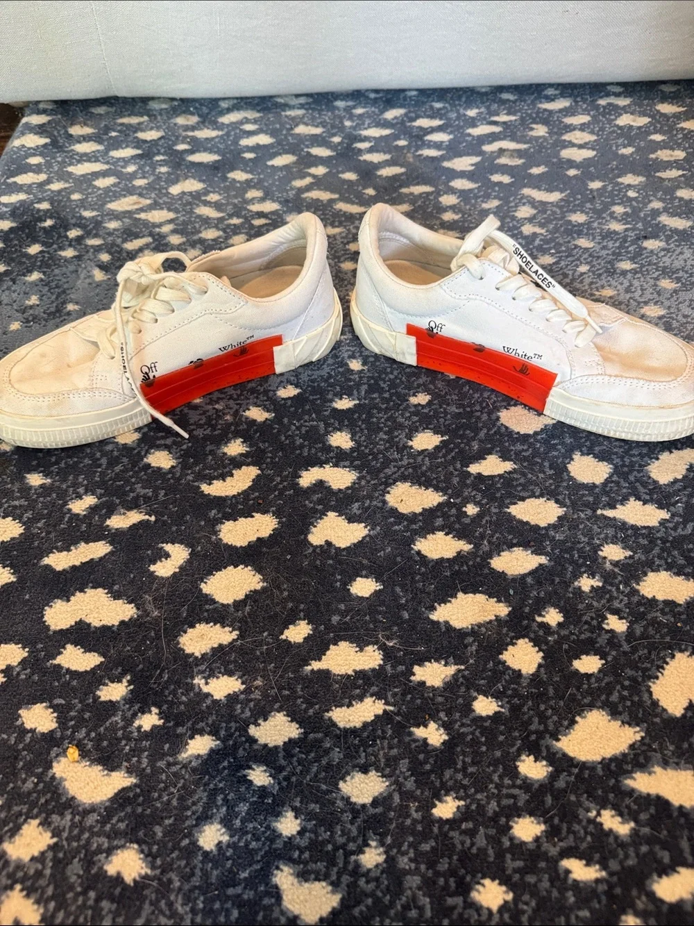 Off-White Virgil Abloh Women’s Cream Canvas Low-Top Sneakers with Black